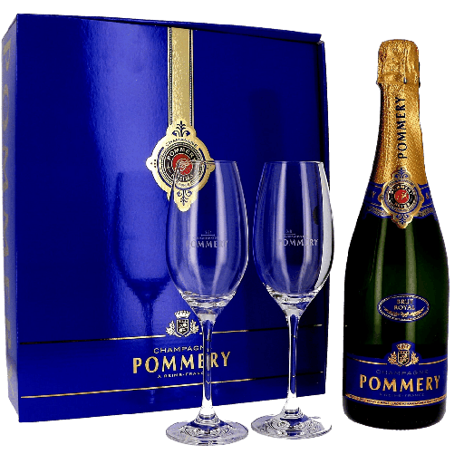 Pommery Champagne Brut Giftbox + 2 glazen 75cl