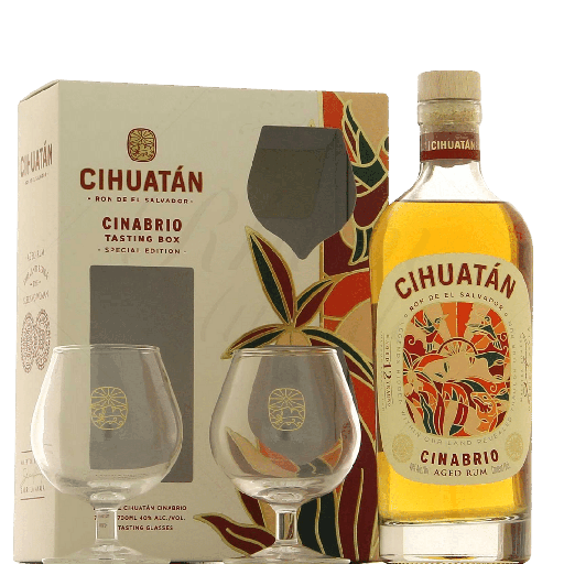 [2000753] Cihuatan 12 Years Cinabrio Rum 70cl + 2 glazen GBX